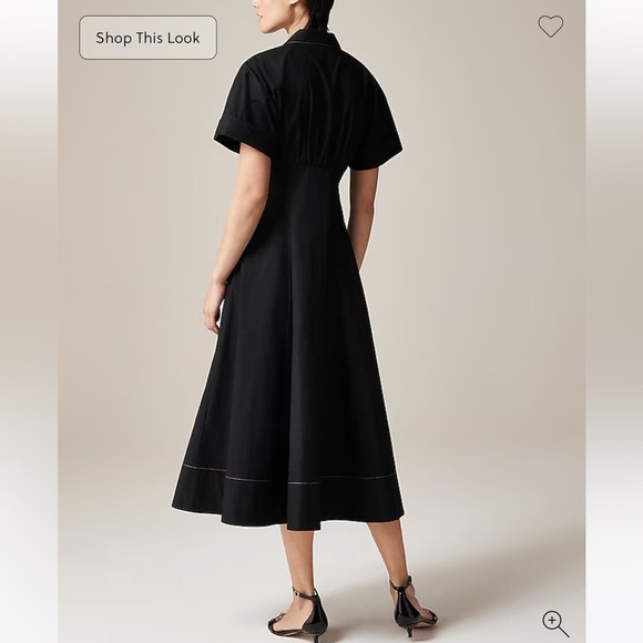 NWT! J.Crew Zip-up black shirtdress in cotton poplin. Size 6. $178 - Picture 3 of 9
